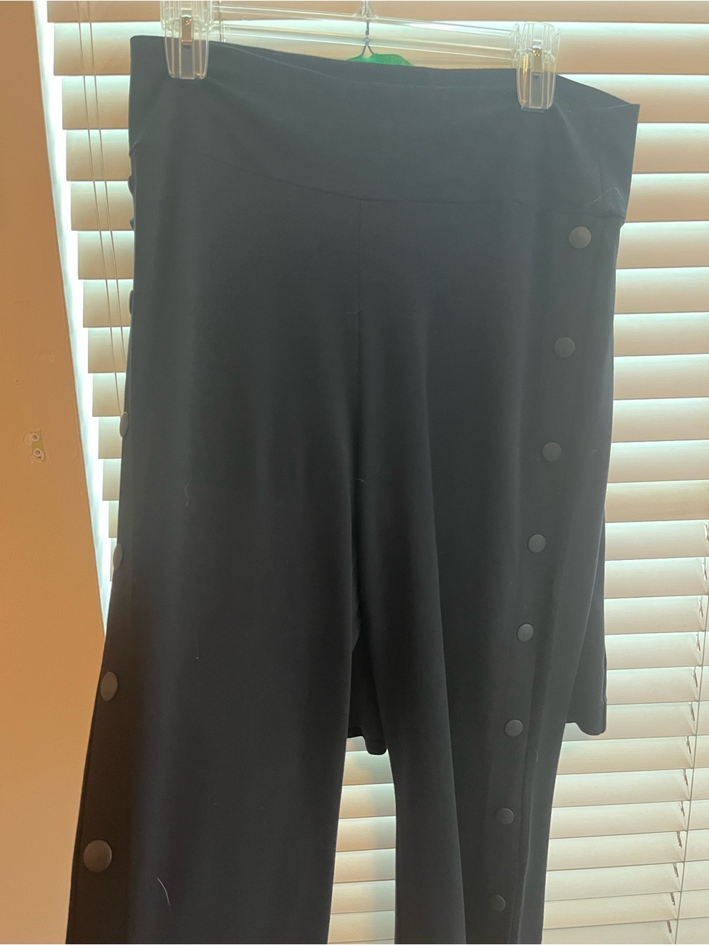 CAbi Black Wide-Leg Snap-Detail Pants